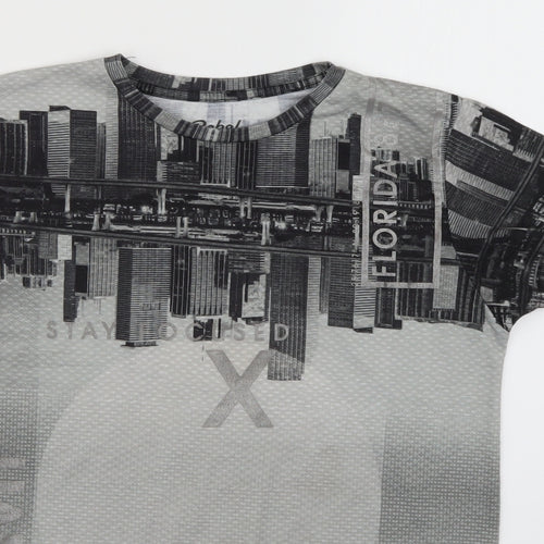 Rebel Boys Grey Geometric  Basic T-Shirt Size 10-11 Years