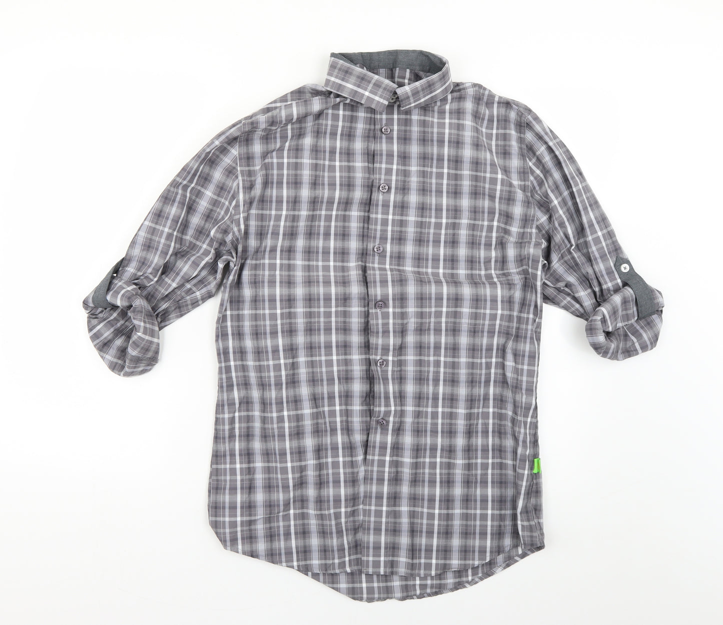 Alexandra Mens Grey Check   Dress Shirt Size M