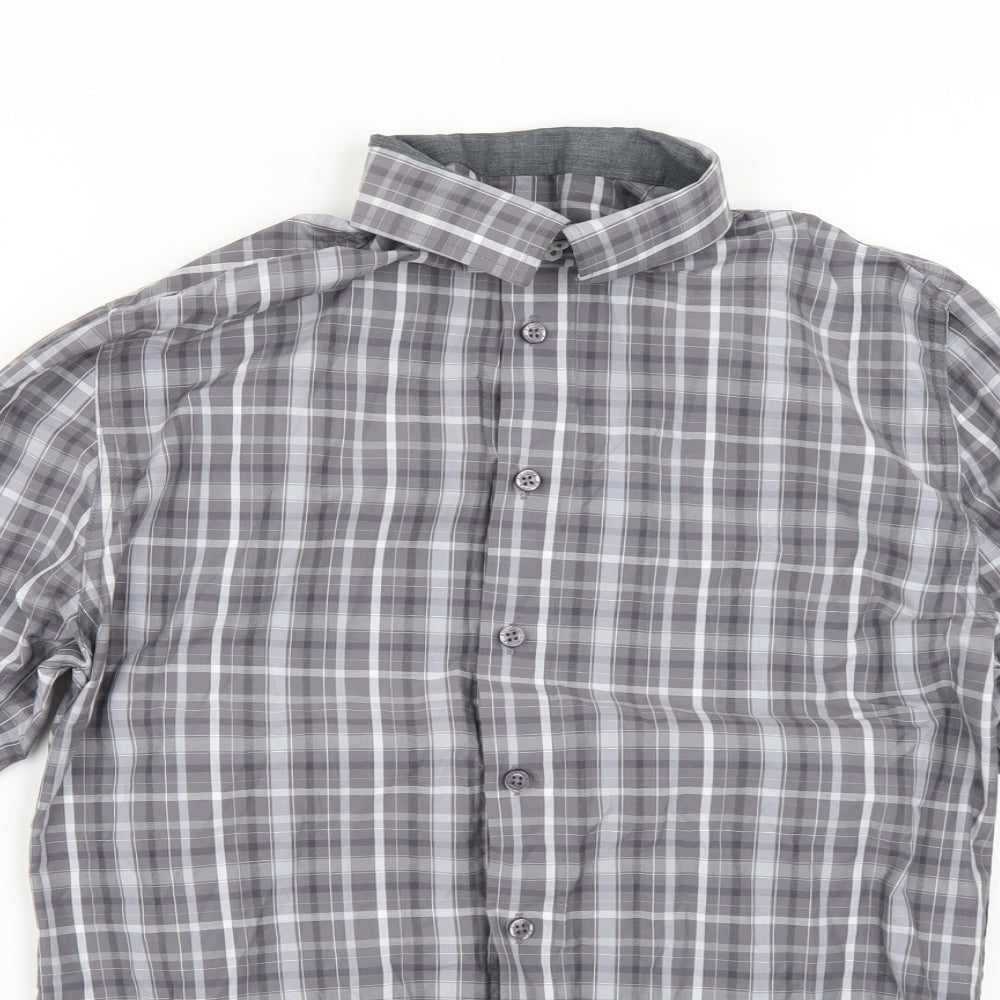 Alexandra Mens Grey Check   Dress Shirt Size M