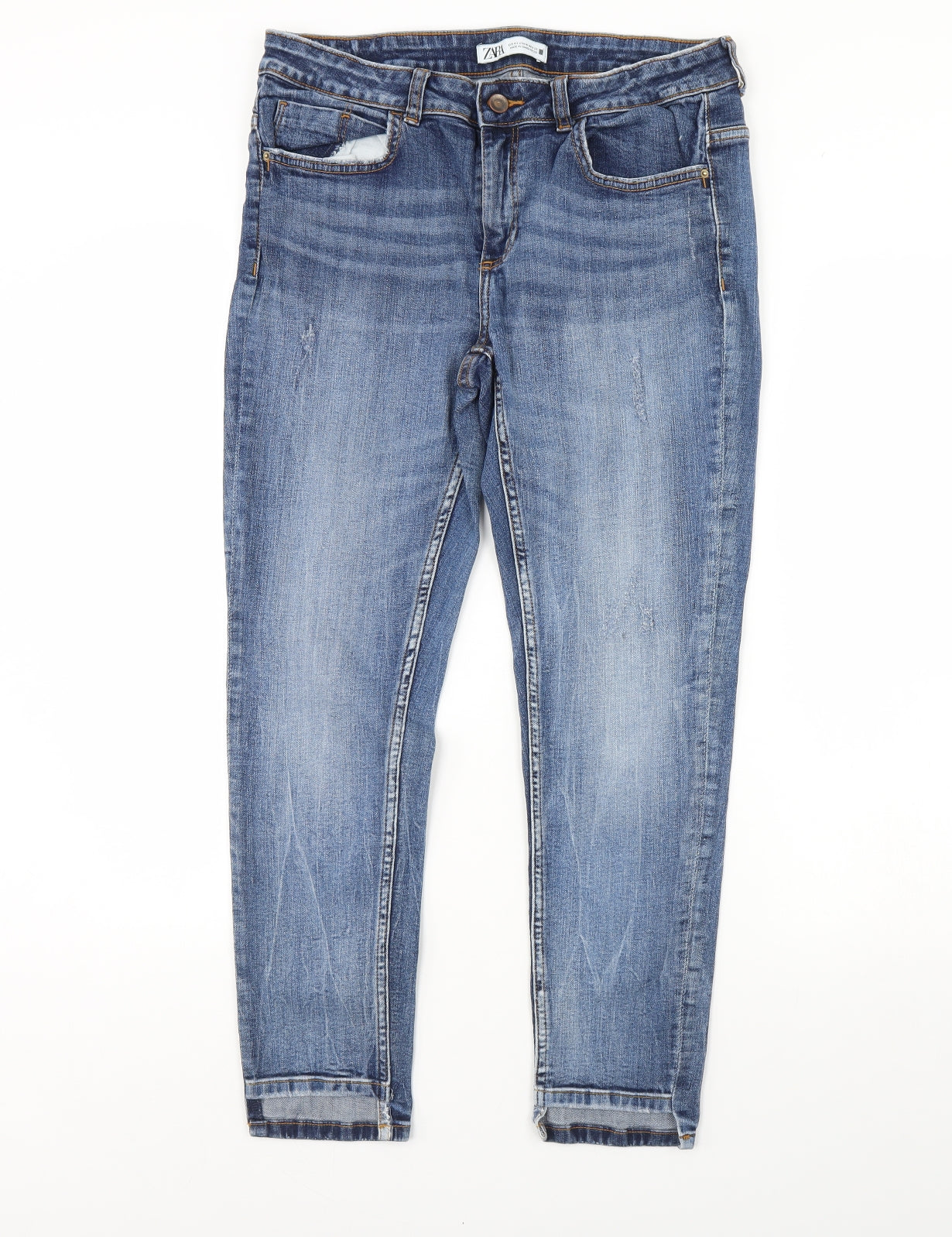 Zara Womens Blue  Denim Straight Jeans Size 12 L30 in