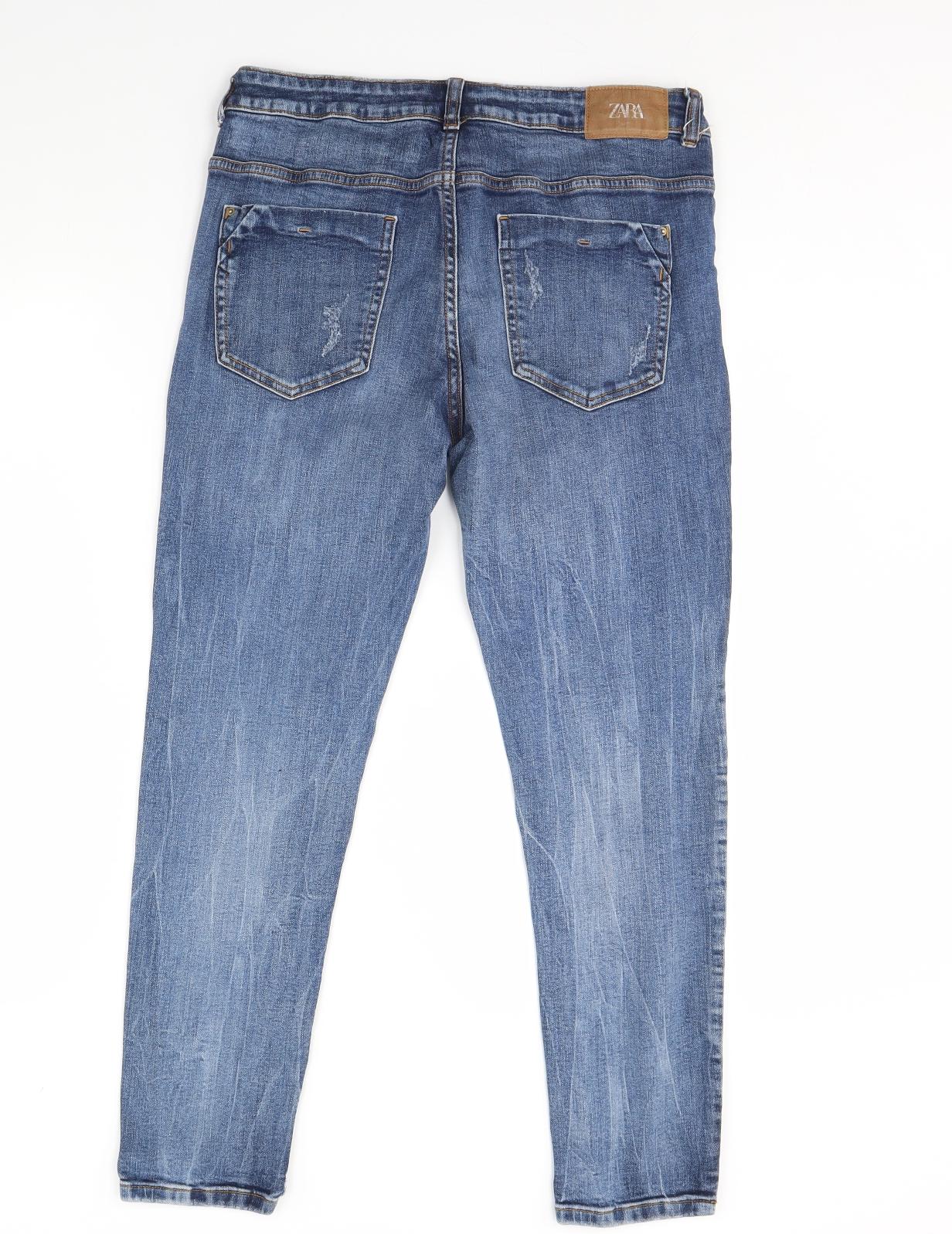 Zara Womens Blue  Denim Straight Jeans Size 12 L30 in