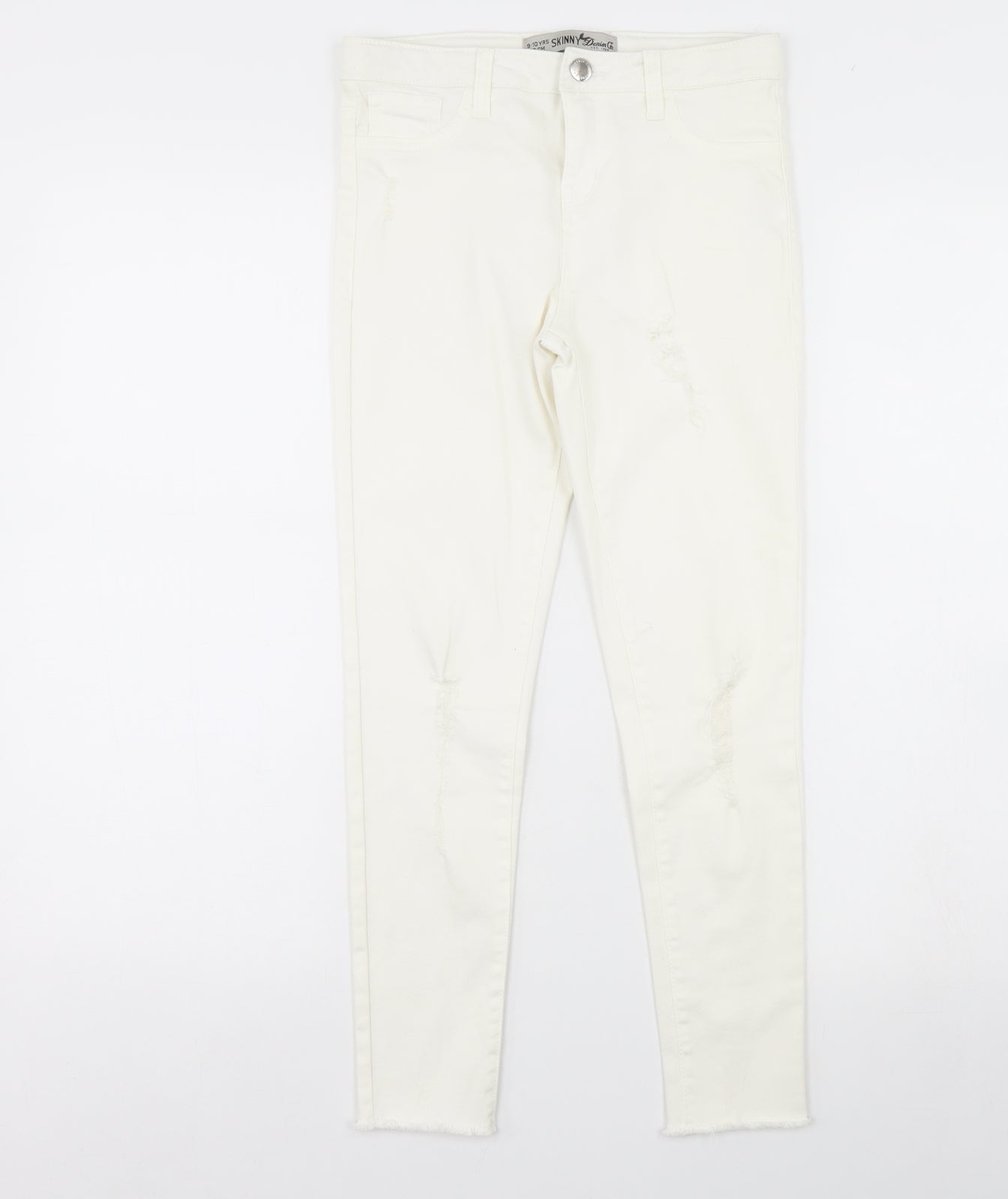 Denim & Co. Womens Ivory  Denim Skinny Jeans Size 9 Years