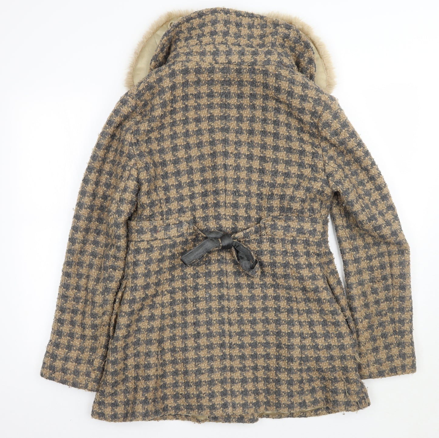 Topshop Womens Brown Check  Jacket Coat Size 12