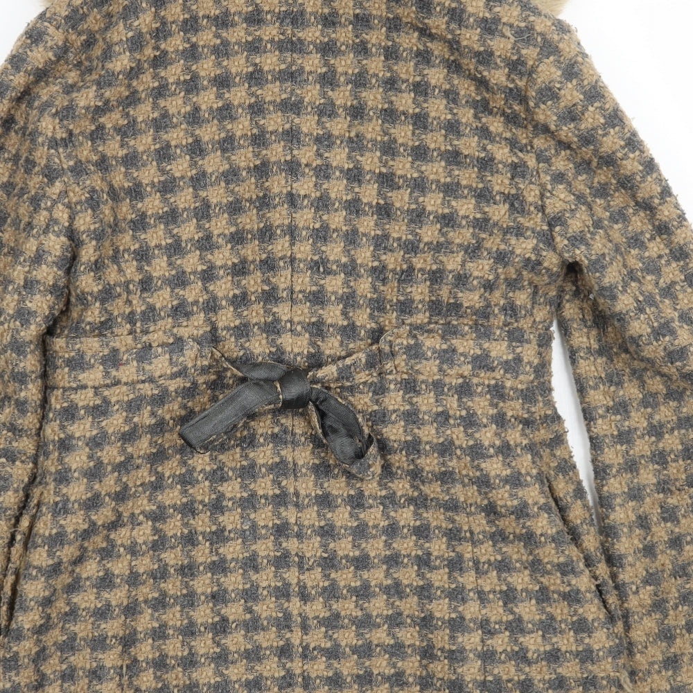 Topshop Womens Brown Check  Jacket Coat Size 12