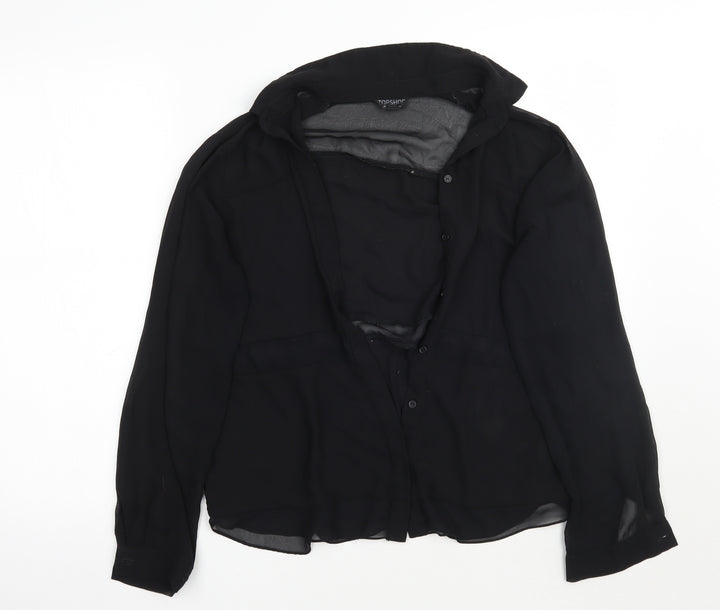 Topshop Womens Black   Basic Button-Up Size 10