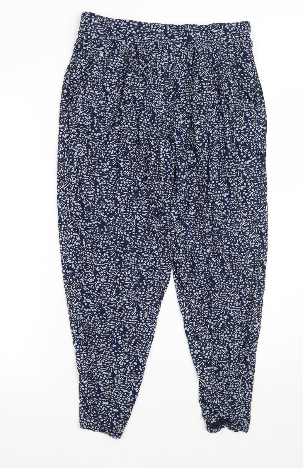 TU Womens Blue Floral  Bloomer Trousers Size 12 L24 in
