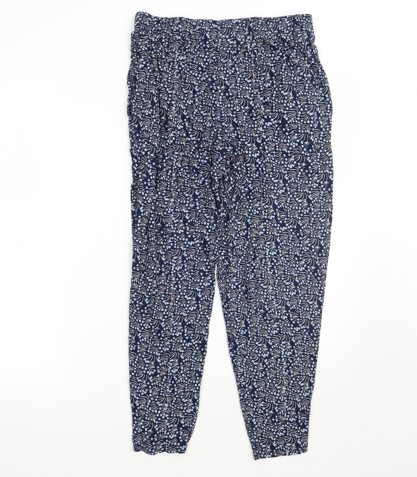 TU Womens Blue Floral  Bloomer Trousers Size 12 L24 in