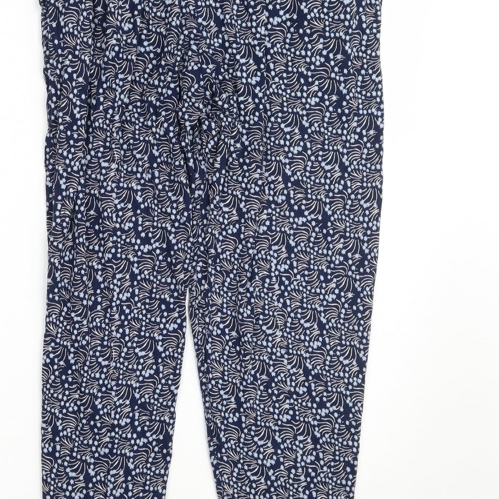 TU Womens Blue Floral  Bloomer Trousers Size 12 L24 in
