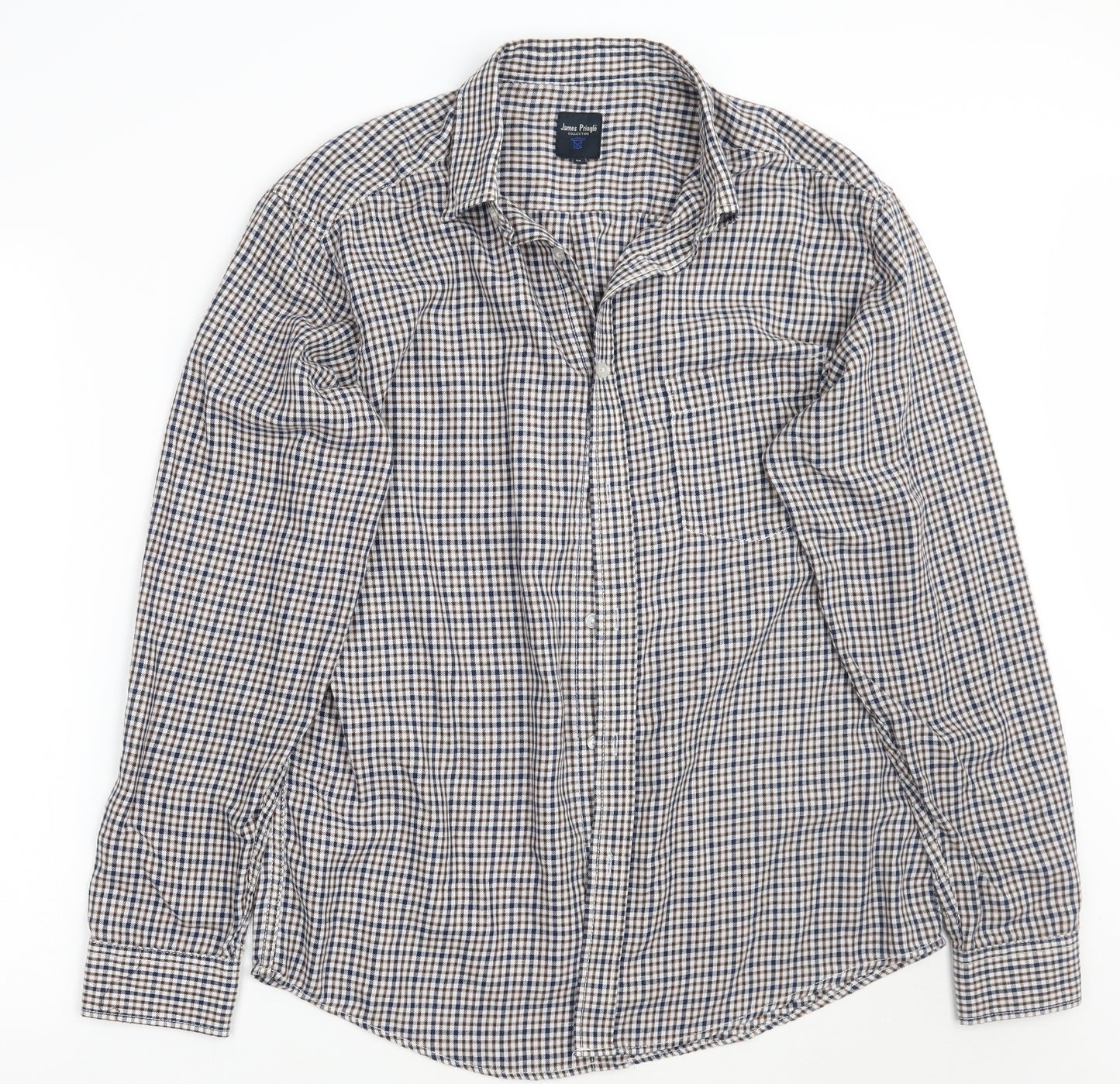 James pringle Mens Brown Check   Button-Up Size M