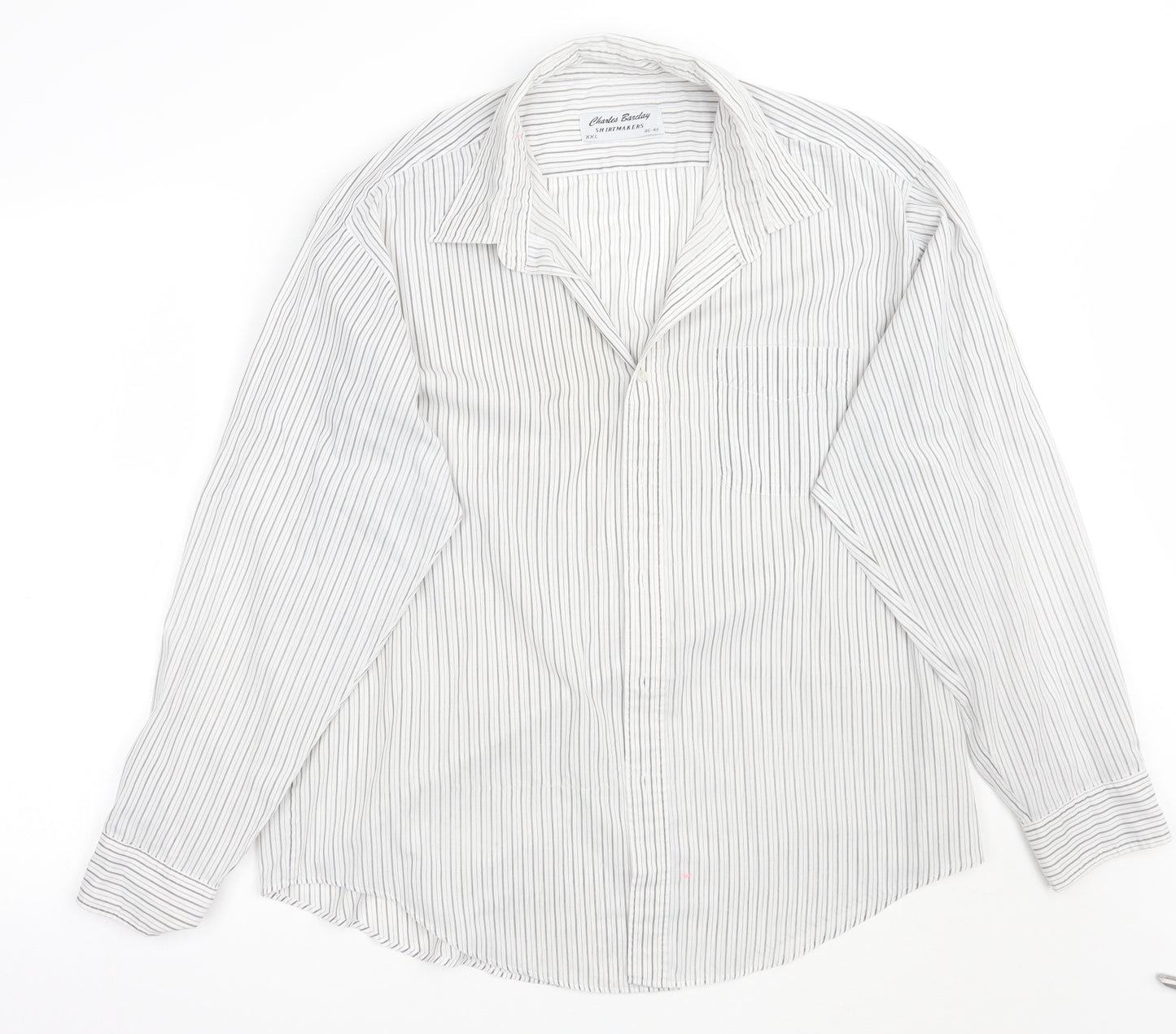 Charles barclay Mens White Striped   Button-Up Size 2XL
