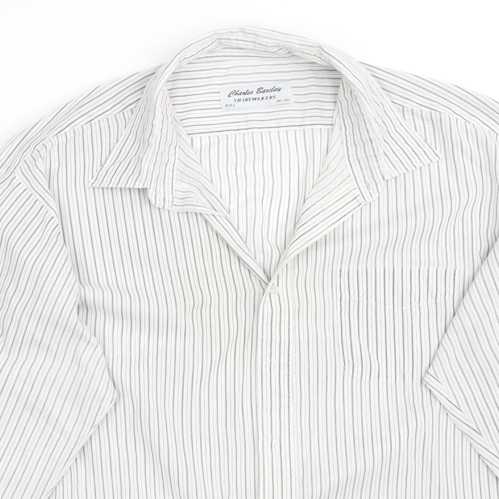 Charles barclay Mens White Striped   Button-Up Size 2XL