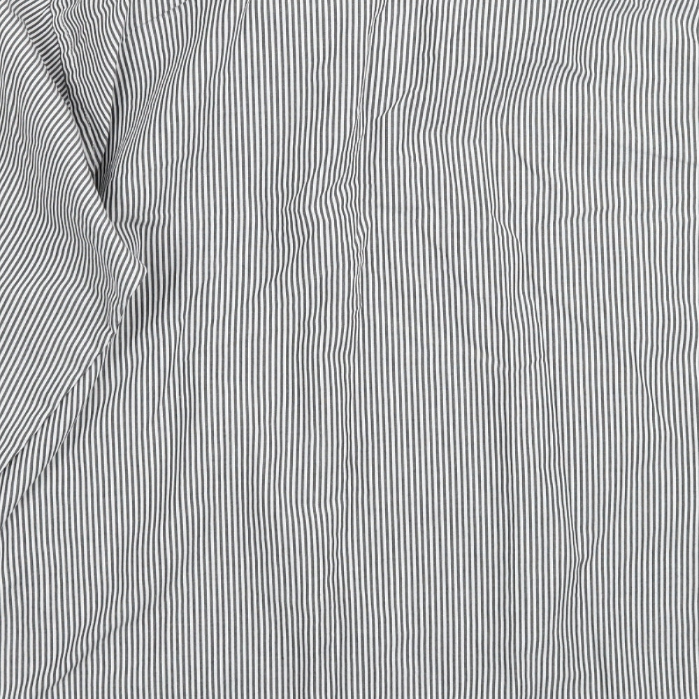 TU Mens White Striped   Button-Up Size 16