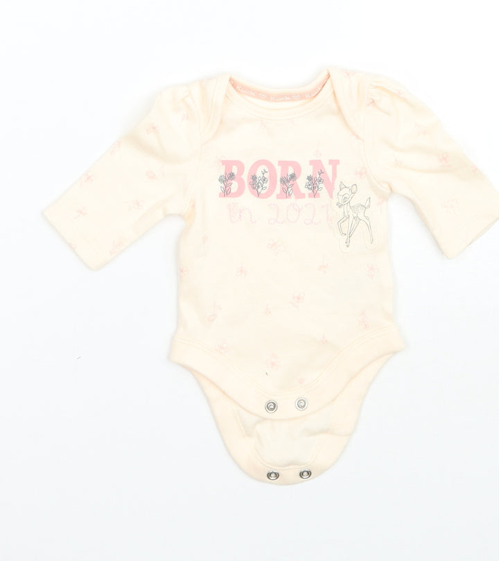 George Girls Beige Floral  Babygrow One-Piece Size Newborn  - Tiny baby