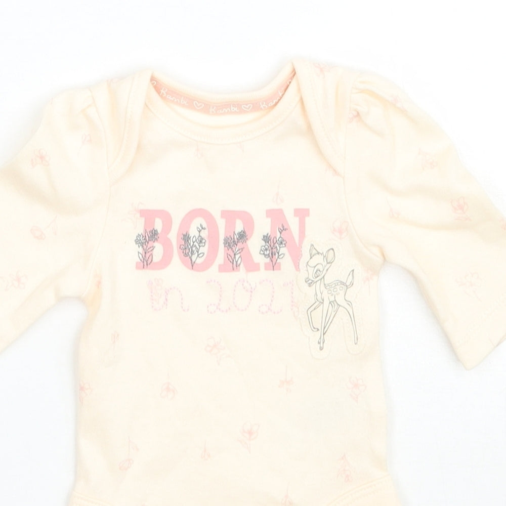 George Girls Beige Floral  Babygrow One-Piece Size Newborn  - Tiny baby
