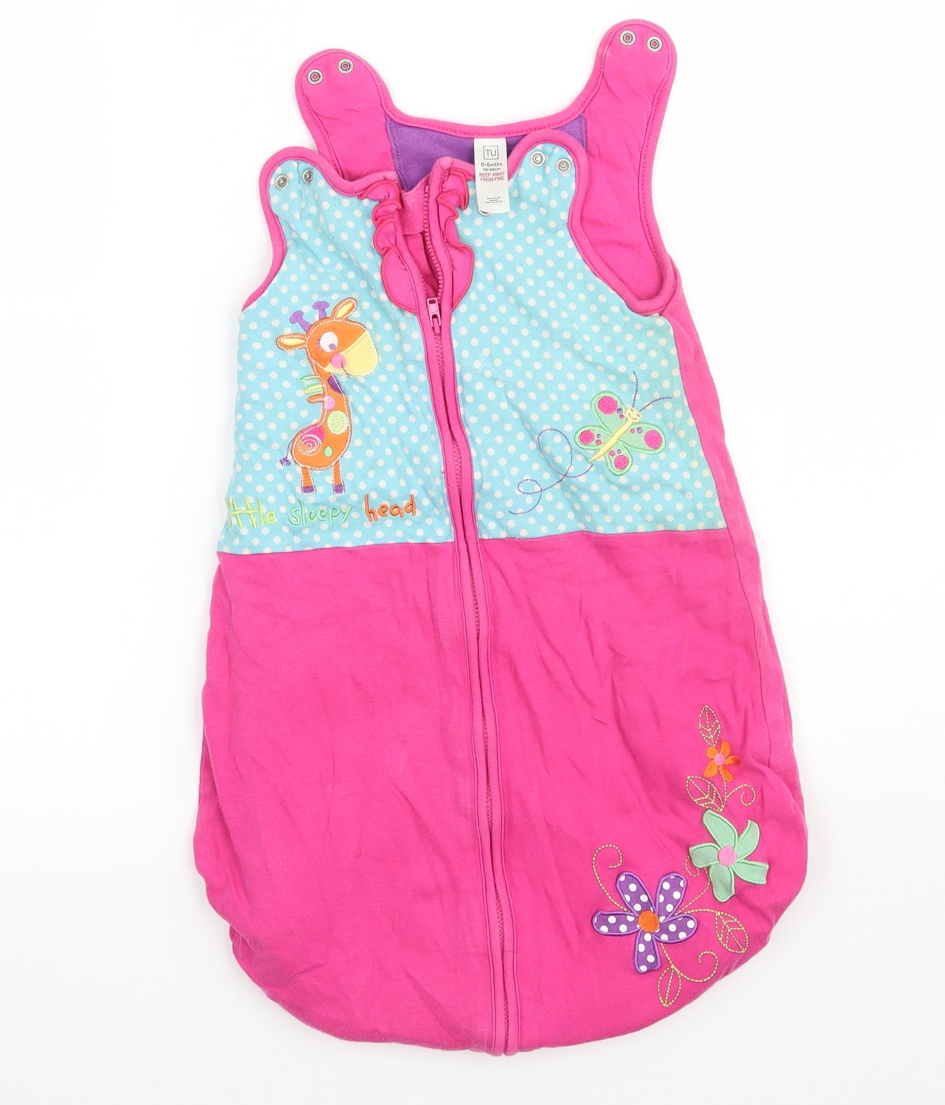 TU Girls Pink Floral  Babygrow One-Piece Size 3-6 Months  - Age 0-6 months