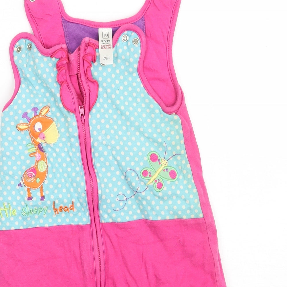 TU Girls Pink Floral  Babygrow One-Piece Size 3-6 Months  - Age 0-6 months