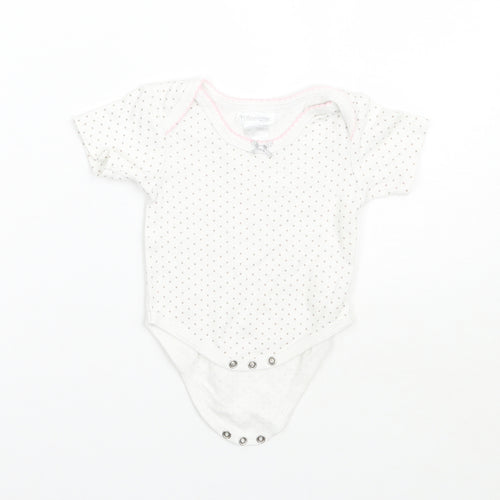 Pitter Patter Girls White Polka Dot  Babygrow One-Piece Size 3-6 Months