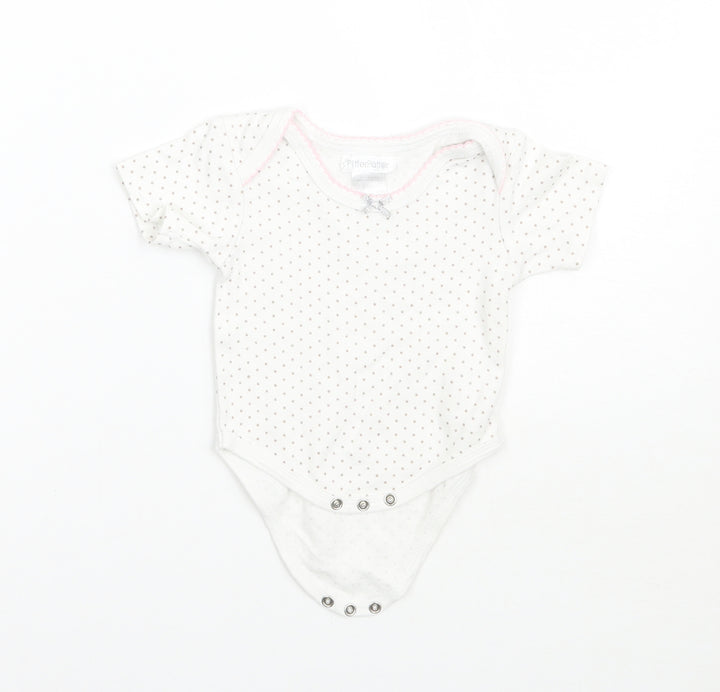 Pitter Patter Girls White Polka Dot Babygrow One-Piece Size 3-6 Months