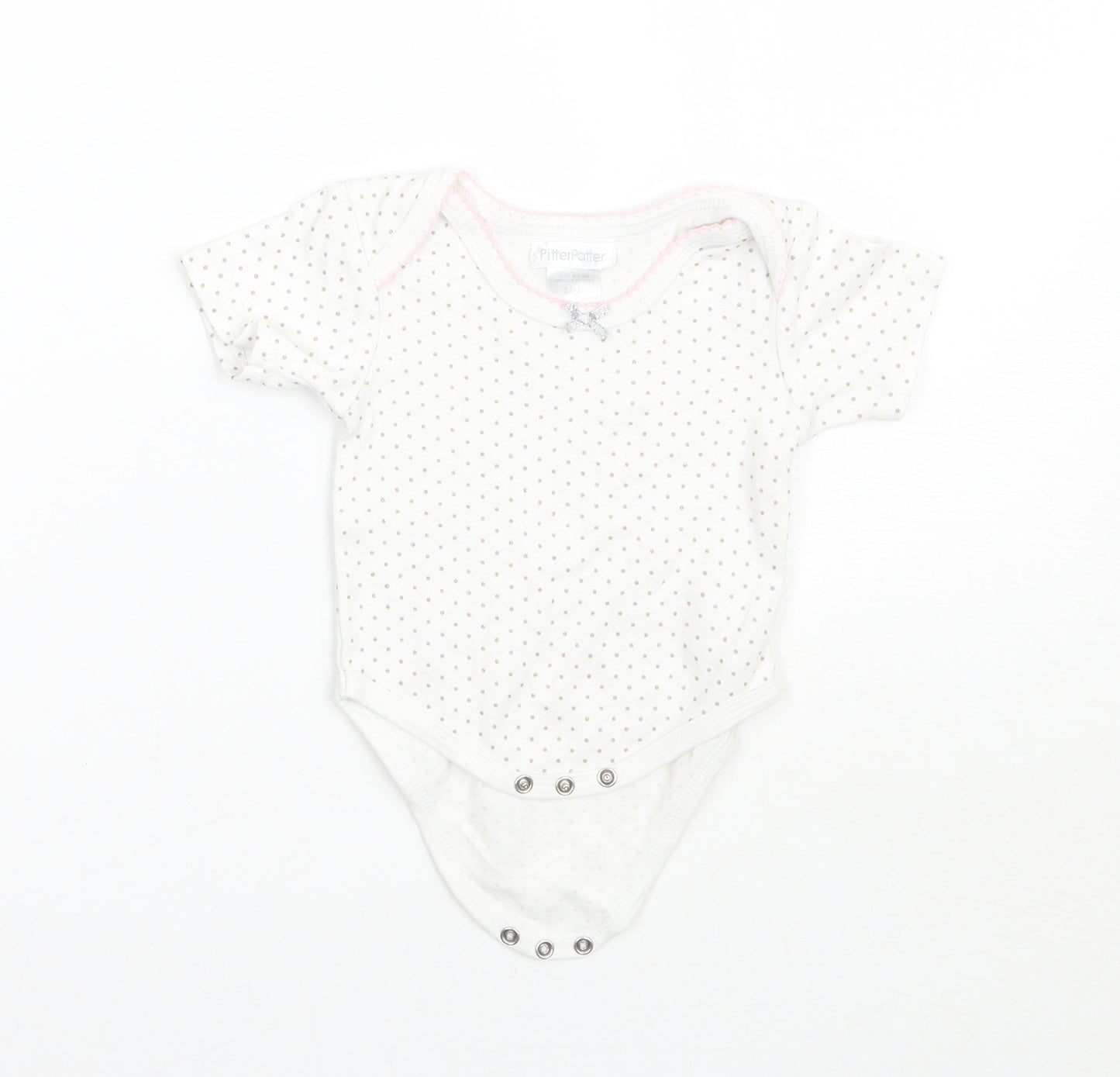 Pitter Patter Girls White Polka Dot  Babygrow One-Piece Size 3-6 Months
