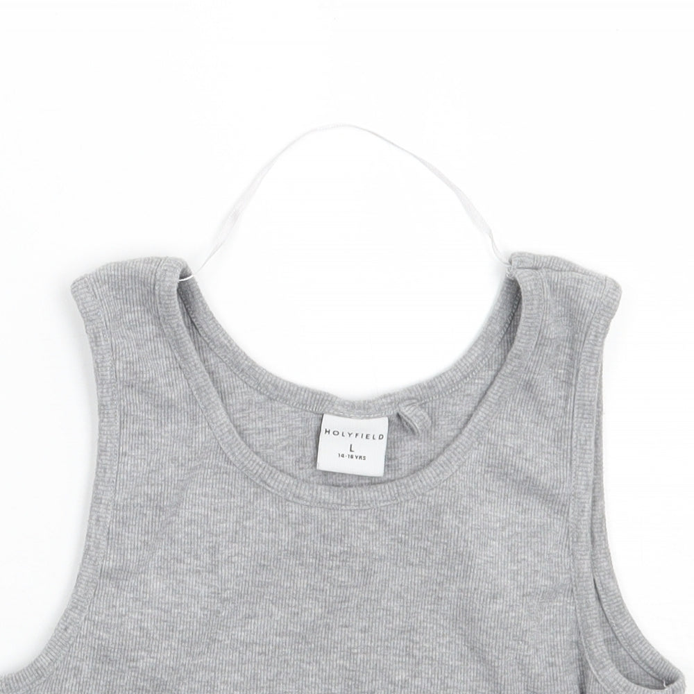Holyfield Girls Grey   Cropped Tank Size L  - 14 - 16 years