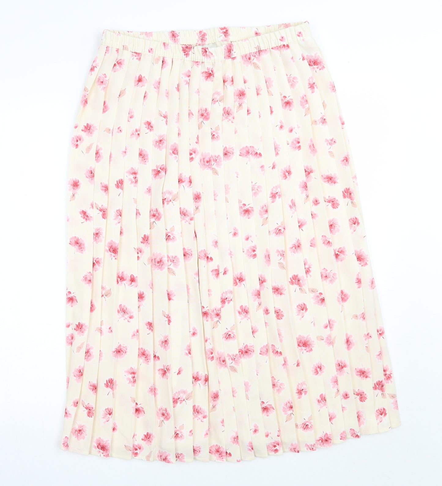 Eastex Womens Beige Floral  Pleated Skirt Size 14