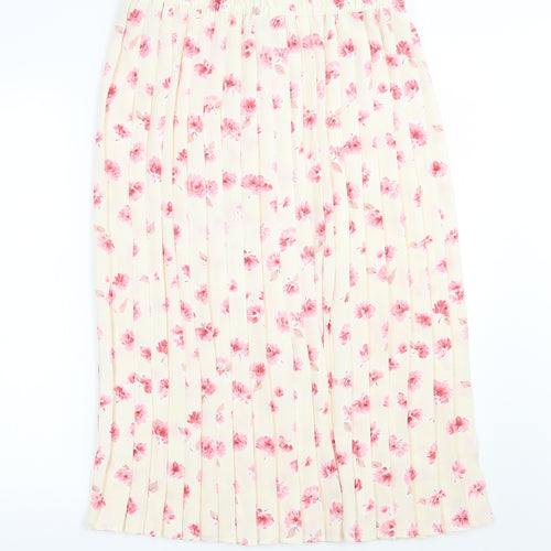 Eastex Womens Beige Floral  Pleated Skirt Size 14