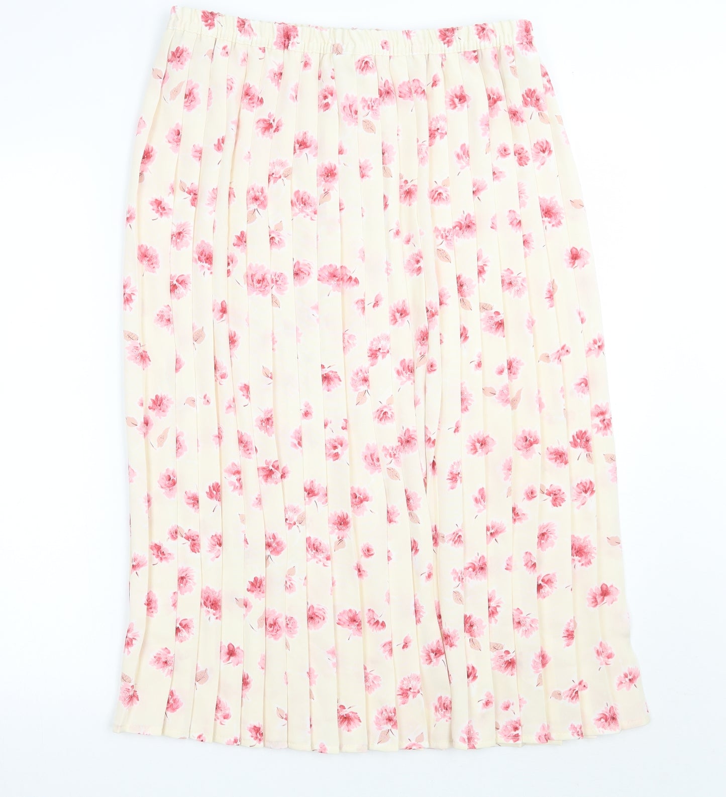 Eastex Womens Beige Floral  Pleated Skirt Size 14