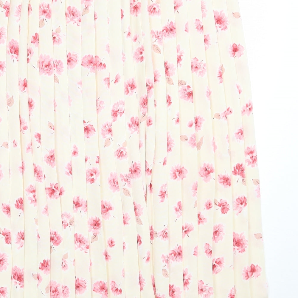 Eastex Womens Beige Floral  Pleated Skirt Size 14