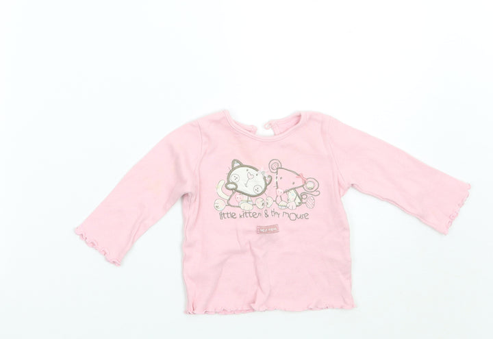 Matalan Girls Pink Basic T-Shirt Size 3-6 Months