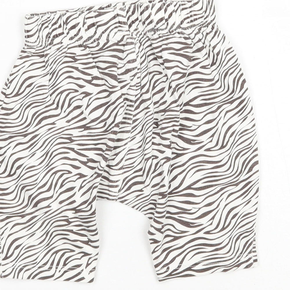Matalan Girls White Animal Print  Sweatpants Trousers Size 9-12 Months