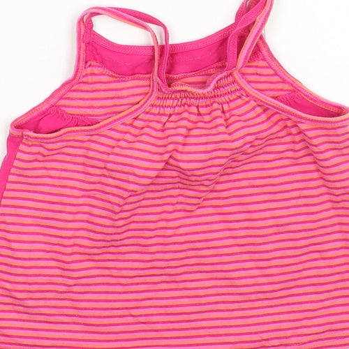 Matalan Girls Pink Floral  Basic Tank Size 9-12 Months