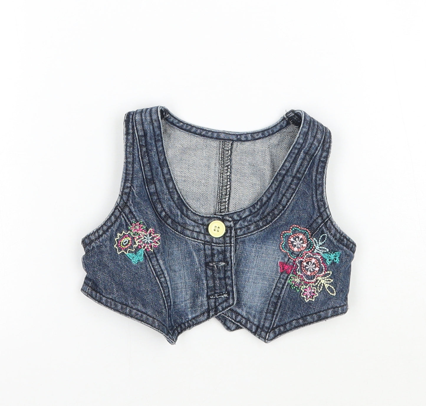 Matalan Girls Blue Floral  Jacket Waistcoat Size 9-12 Months