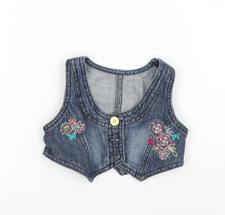 Matalan Girls Blue Floral  Jacket Waistcoat Size 9-12 Months