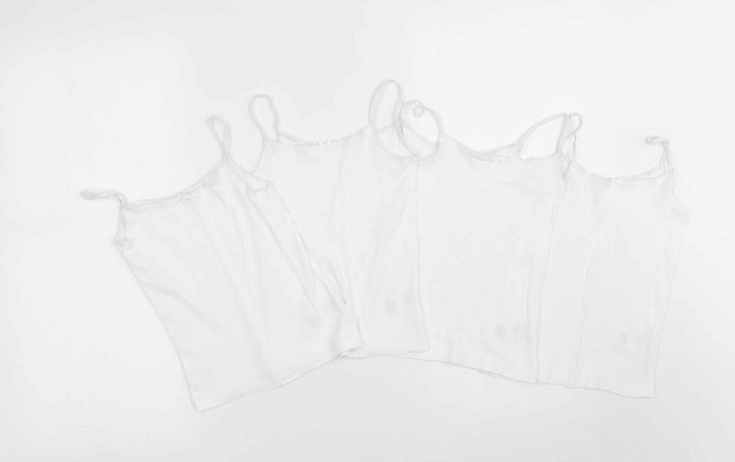 Marks and Spencer Girls White   Basic Tank Size 3-4 Years  - multi pack of 4