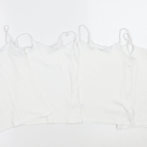 Marks and Spencer Girls White   Basic Tank Size 3-4 Years  - multi pack of 4