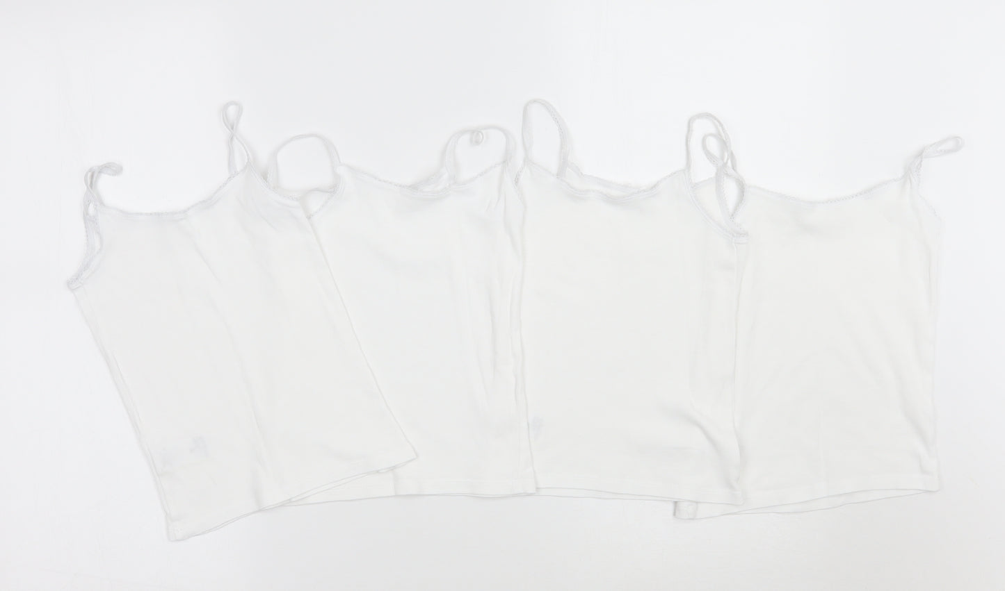 Marks and Spencer Girls White   Basic Tank Size 3-4 Years  - multi pack of 4