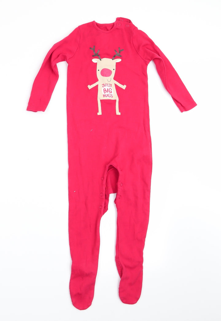 Florence and Fred Boys Red Animal Print Babygrow One-Piece Size 12-18 Months - Reindeer