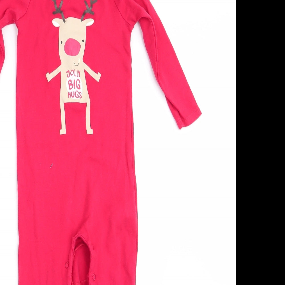 Florence and Fred Boys Red Animal Print  Babygrow One-Piece Size 12-18 Months  - Reindeer