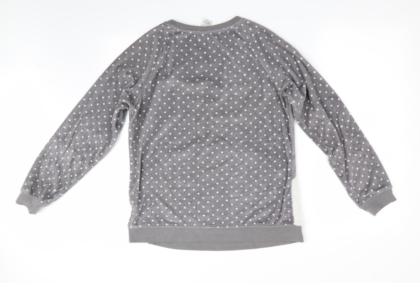 Peacocks Womens Grey Polka Dot   Pyjama Top Size 10  - Bear Face