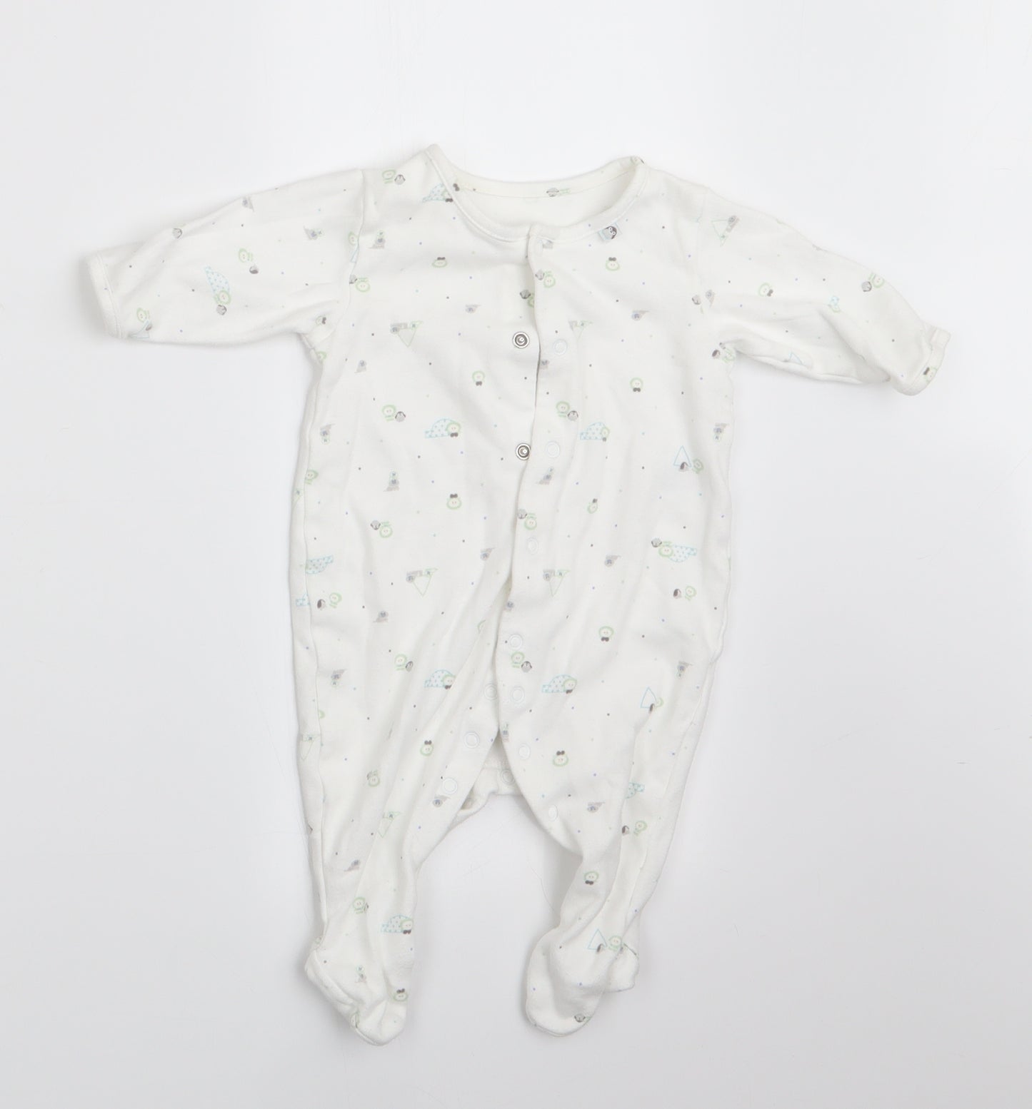 Marks and Spencer Boys Ivory Animal Print  Babygrow One-Piece Size 0-3 Months