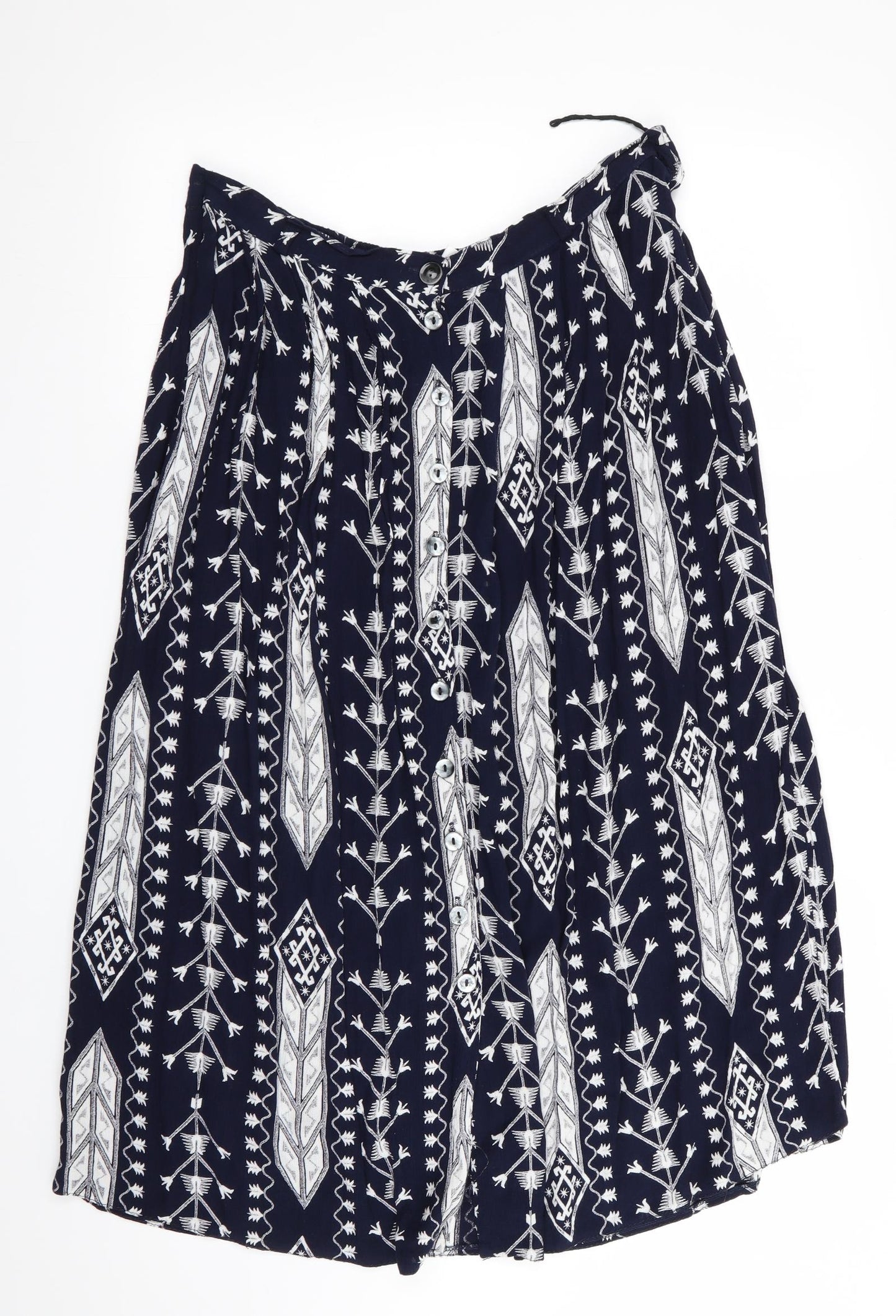 Preworn Womens Blue Geometric  Flare Skirt Size 18