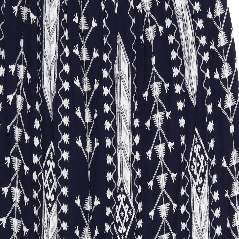 Preworn Womens Blue Geometric  Flare Skirt Size 18