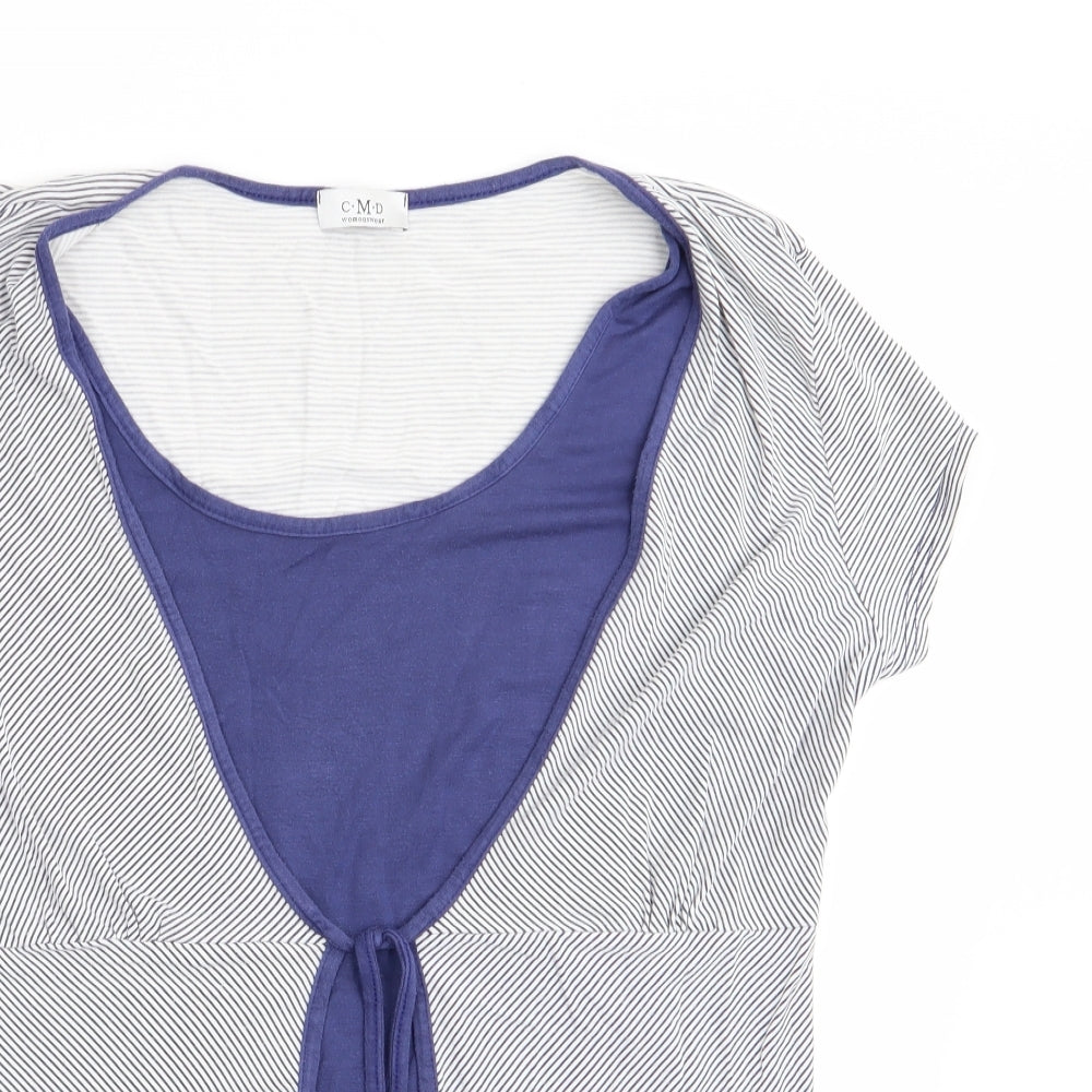 CMD Womenswear Womens Blue Striped  Tunic T-Shirt