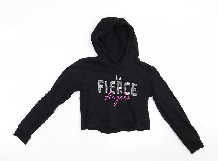Studio Retail Ltd Girls Black   Pullover Hoodie   - Fierce Angel