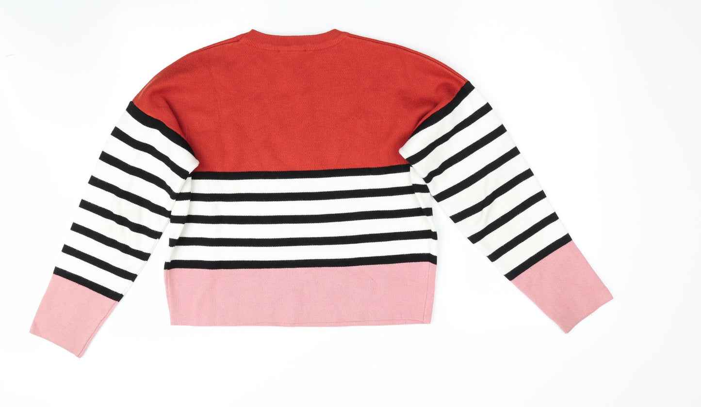 New Look Girls Orange Striped  Pullover Jumper Size 14-15 Years