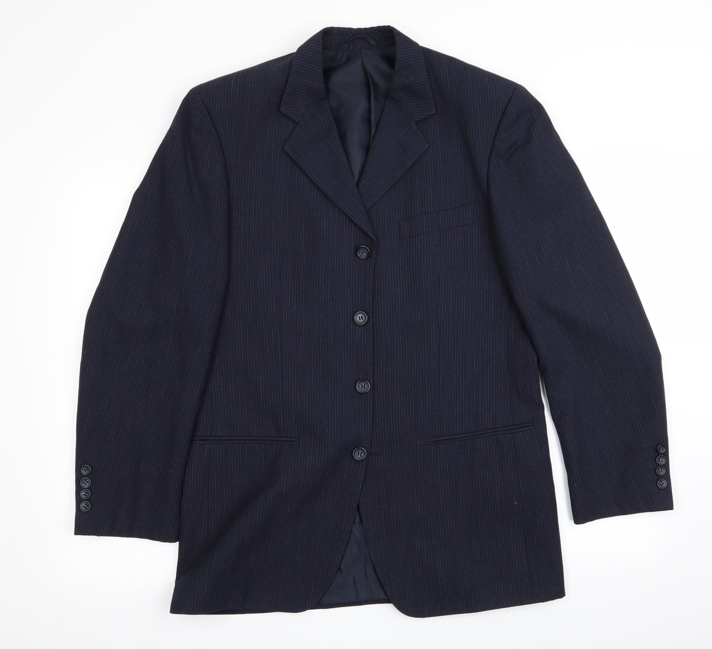 Nickleby Mens Blue Striped  Jacket Suit Jacket Size 38