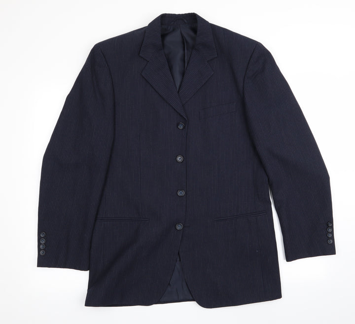 Nickleby Mens Blue Striped  Jacket Suit Jacket Size 38