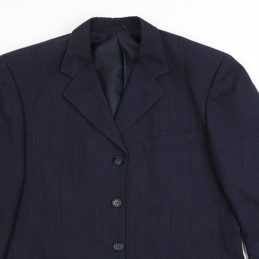 Nickleby Mens Blue Striped  Jacket Suit Jacket Size 38