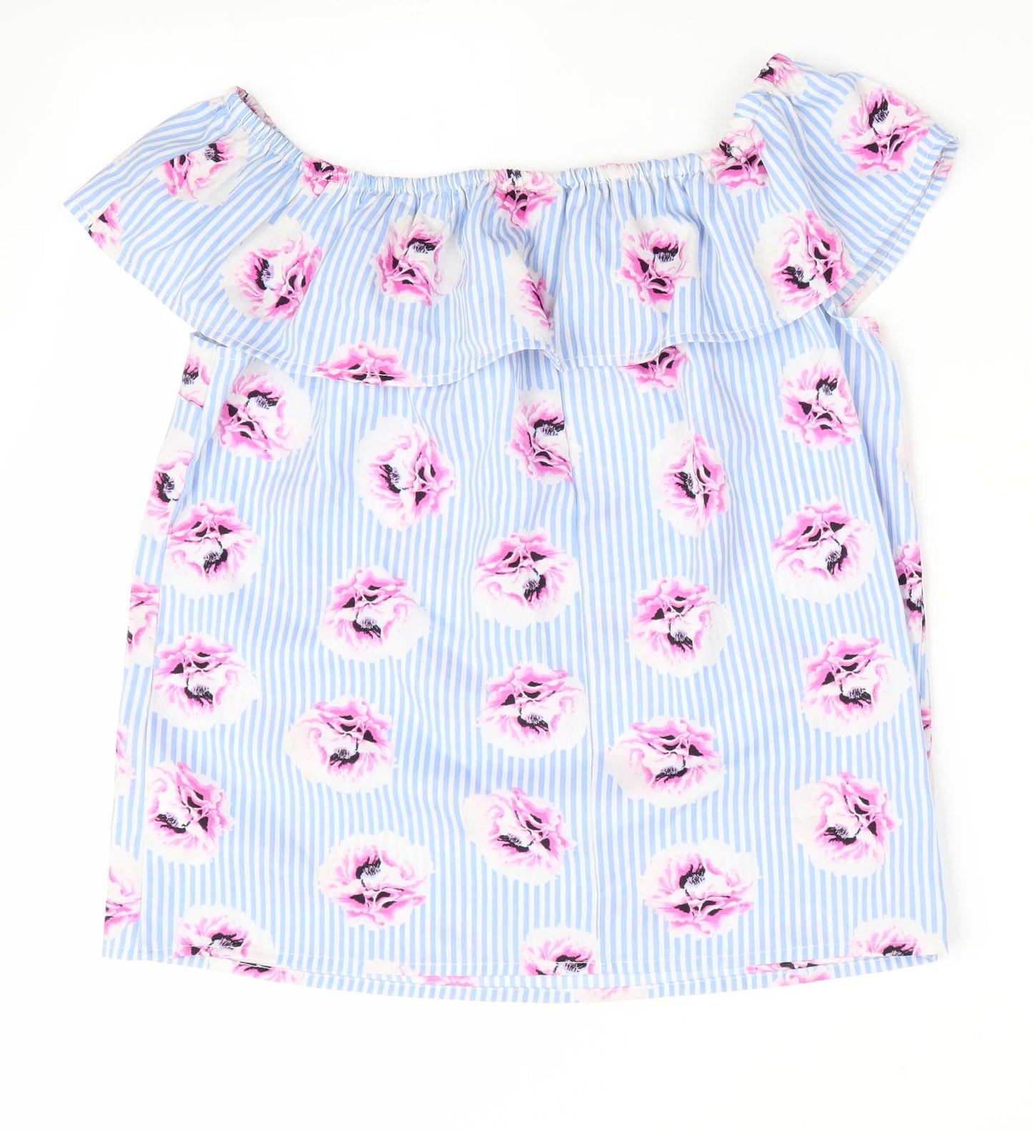 Primark Girls Blue Floral  Basic Blouse Size 13-14 Years  - off the shoulder