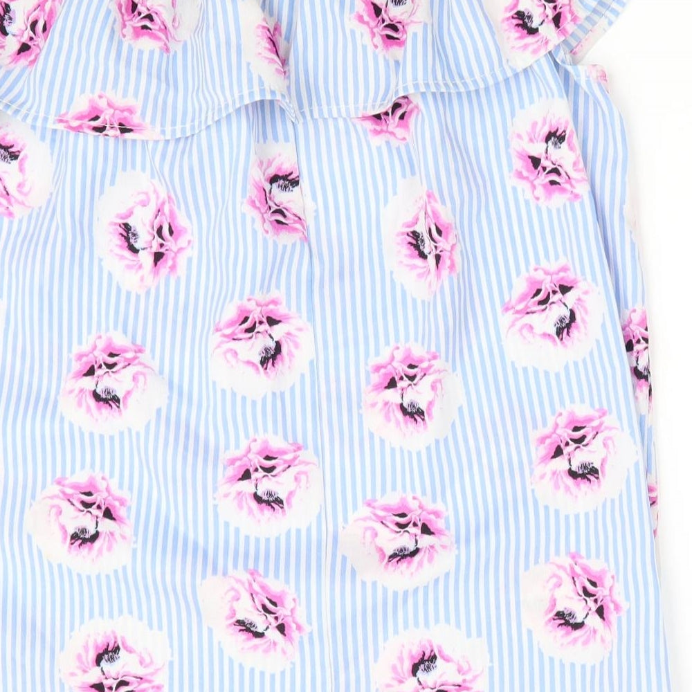 Primark Girls Blue Floral  Basic Blouse Size 13-14 Years  - off the shoulder